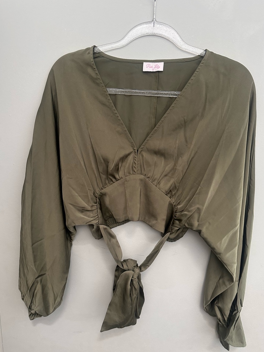 Pink Lily Army Green Crop Top